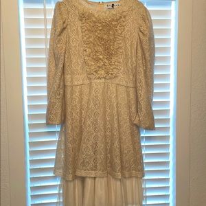 Lace and tulle dress with floral beading detail